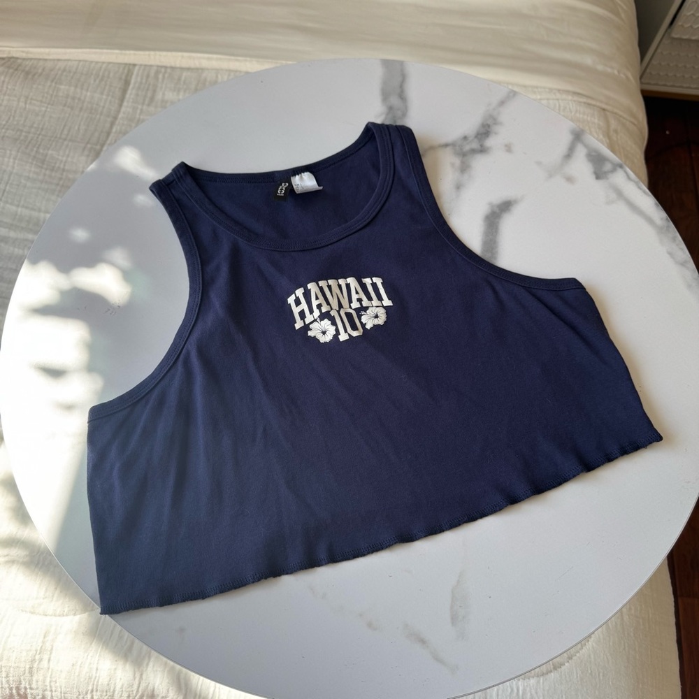 Divided Navy Blue Crop Top